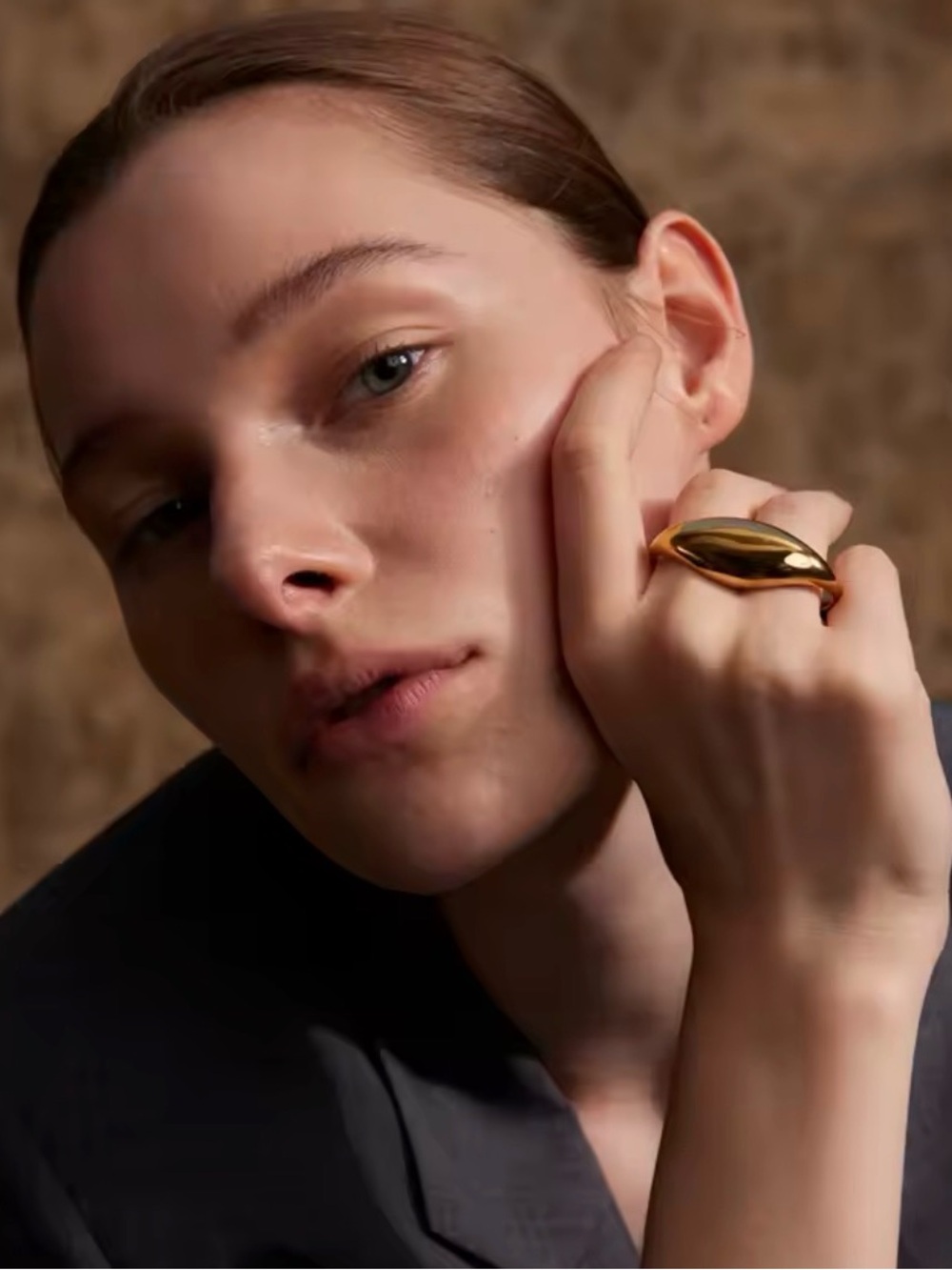 New! Ring Statement Ring 14K Gold Stainless Steel